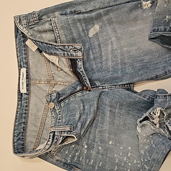 Flying Monkey Distressed Crop Straight Jeans 26 Blue Mid-Rise Denim Pants Y2347 - Picture 8 of 14